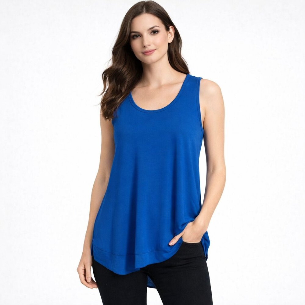 Grace Elements Gold Blue Sleeveless Blouson Top size M